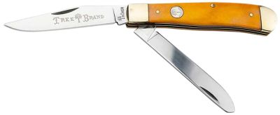 Boker Trapper Traditional Clip Point/Spey Knife, Plain D2 Steel Blade, Smooth Yellow Bone Handle