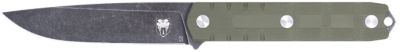 CobraTec Knives 4.5 in. Outdoor Warrior Drop Point Fixed Blade Knife, Stonewashed D2 Steel Blade, OD Green G10 Scales Handle
