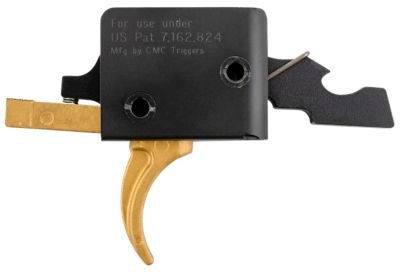 CMC Triggers Drop-In Gold Finger Single-Stage Curved Trigger for AR-15/AR-10, 3-3.50 lb. Draw, Gold, Steel