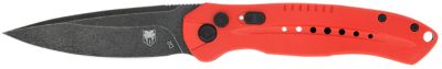 CobraTec Knives 3.5 in. Diablo Folding Knife, Black Stonewashed D2 Steel Blade, Red Textured G10 Scales Handle