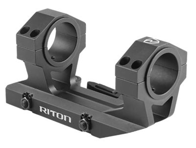 Riton Optics Scope Mount/Ring Combo, 34mm Tube, Cantilever, Picatinny/Weaver Mount, Quick Detach, Black Anodized, Aluminum