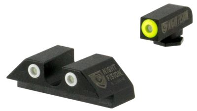 Night Fision Tritium Night Sights for Glock 17/17L/19/22, Green Yellow Outline Front, Green White Outline Rear, GLK001007YGW
