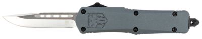 CobraTec Knives 2.75 in. Small FS-3 OTF Knife with Glass Breaker and Pocket Clip, Plain D2 Steel Blade, Gray Aluminum Handle