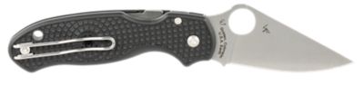 Spyderco 2.92 in. Para 3 Lightweight Clip Point Folding Knife with Pocket Clip, Plain CTS BD1 SS Blade, FRN Black Handle
