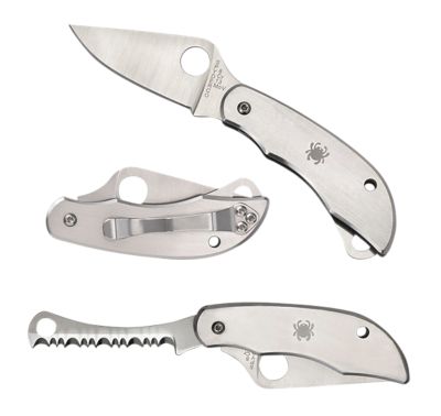 Spyderco 4.57 in./4.59 in. ClipiTool Folding Knife with Screwdriver/Opener, 8Cr13MoV Part Serrated Blade, Steel Handle