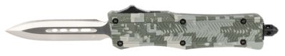 CobraTec Knives 2.75 in. Small CTK-1 OTF Dagger, Plain D2 Steel Blade, Winter Digi Camo Aluminum Handle