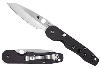Spyderco 3.39 in. Smock Folding Knife, Plain Stonewashed CPM S30V SS Blade, Black Textured Carbon Fiber/G10 Handle