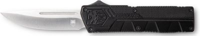 CobraTec Knives 3.25 in. OTF Lightweight Drop Point Knife with Pocket Clip, Plain D2 Steel Blade, Black Aluminum Handle