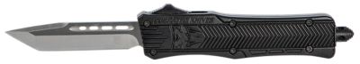 CobraTec Knives 2.75 in. Small CTK-1 OTF Tanto Knife, Plain Black D2 Steel Blade, Black Aluminum Handle