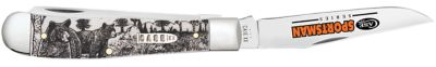 Case 3.24 in. Clip/3.27 in. Spey Sportsman Trapper Folding Knife, Mirror Polished Tru-Sharp SS Blade, Bear Bone Handle