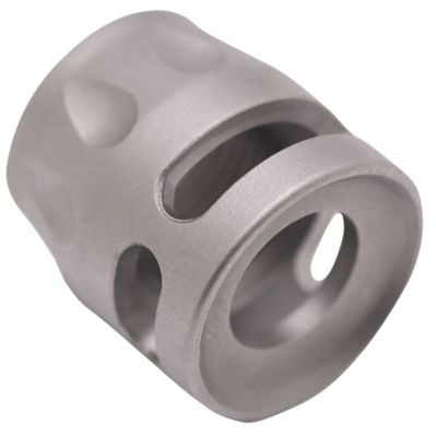 True Precision Inc Type S Micro Compensator, 9mmLuger/380 ACP, 1/2 in. x 28 Thread, Satin Stainless, 416R Stainless Steel