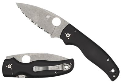 Spyderco 3.58 in. Shaman Folding Knife with Pocket Clip, Plain Stonewashed CPM S30V SS Blade, Black Textured G10 Handle