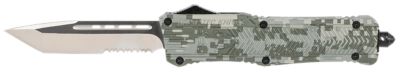 CobraTec Knives 3.75 in. Large CTK-1 OTF Tanto Knife, Part Serrated D2 Steel Blade, Army DigiCamo Aluminum Handle