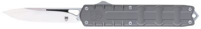 CobraTec Knives 3.25 in. Enforcer OTF Drop Point Knife, Plain M390 Steel Blade, Gray Aluminum Handle
