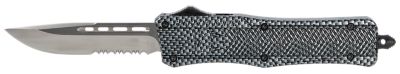 CobraTec Knives 3 in. Medium CTK-1 OTF Drop Point Knife, Part Serrated D2 Steel Blade, Carbon Fiber Aluminum Handle