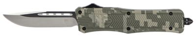 CobraTec Knives 3 in. Medium CTK-1 OTF Drop Point Knife, Plain D2 Steel Blade, Army DigiCamo Aluminum Handle