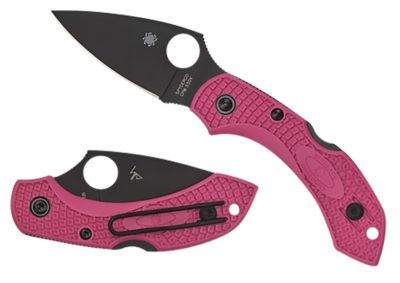 Spyderco 2.30 in. Dragonfly 2 Folding Knife with Pocket Clip, Plain Black TiCN CPM S30V SS Blade, Pink/Black Textured FRN Handle