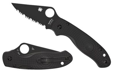 Spyderco 2.92 in. Para 3 Lightweight Folding Knife with Pocket Clip, Black DLC CTS BD1N SS Blade, Black Textured FRN Handle