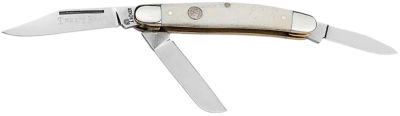 Boker Stockman Traditional Medium Clip Point/Sheepsfoot/Spey Knife, Plain D2 Steel Blade, Smooth White Bone Handle
