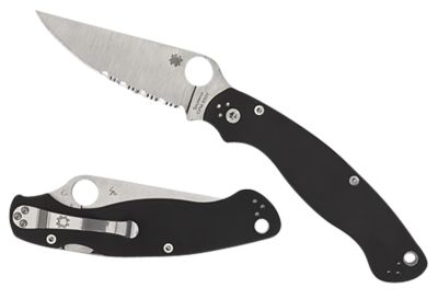 Spyderco 4 in. Military 2 Folding Knife with Pocket Clip, Plain Stonewashed CPM S30V SS Blade, Black Textured G10 Handle