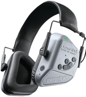 Champion Targets Vanquish Pro Elite Over-the-Head Rechargeable Electronic Earmuffs with Bluetooth, Black/Gray, 1 Pair