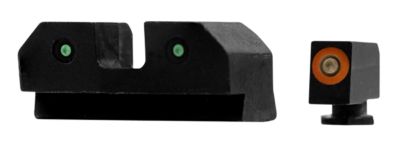 XS Sights R3D Night Sights for Glock, Green Tritium Orange Outline Front, Green Tritium Rear, GLR012P6N