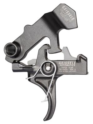 Geissele Automatics Super Scar Two-Stage Curved Trigger for FN SCAR, 3.20-4.60 lb. Draw, Black Oxide, Steel