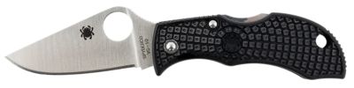 Spyderco 1.95 in. Manbug Folding Knife, Plain Stonewashed VG-10 SS Blade, Black FRN Handle