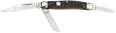 Boker Stockman Traditional Large Clip Point/Sheepsfoot/Spey Knife, Plain D2 Steel Blade, Black Jigged Bone Handle