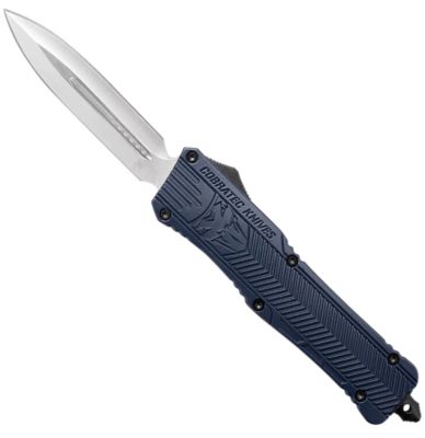 CobraTec Knives 3.75 in. Large CTK-1 OTF Dagger, Plain D2 Steel Blade, NYPD Blue Aluminum Handle