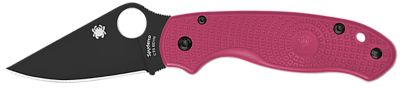 Spyderco 2.93 in. Para 3 Lightweight Breast Cancer EDC Folding Knife, Plain Black DLC BD1N SS Blade, Pink Textured FRN Handle