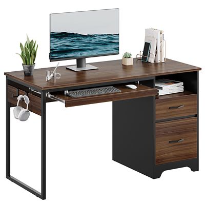 Bestier 48 in. Office Desk with Smart Storage Drawers & File Cabinet, Home Computer Desk with Keyboard Tray & Cable Management
