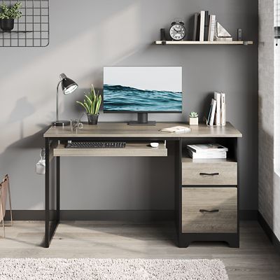 Image showing  48 in. Office Desk with Smart Storage Drawers & File Cabinet, Home Computer Desk with Keyboard Tray & Cable Management
