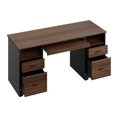 Image showing  59 in. Computer Desk with 4 Drawers & Keyboard Tray, Home Office Desk with Cable Management Hole for Study & Work
