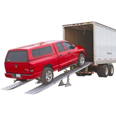Heavy Duty Ramps Aluminum Modular Truck Trailer Ramp System for Dry Van with 2-Piece Support Stands, 5,000 lb. per axle Capacity