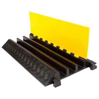 Guardian Industrial Products 3-Channel Rubber Cable Protector Ramp 2.5 in. OD Capacity, 24,000 lb. /Axle Heavy-Duty Cable Cover