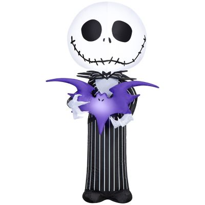 Gemmy Disney Jack Skellington Halloween Inflatable with Bat, 3.5 ft. Stylized Lighted Airblown Yard Decor