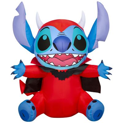 Gemmy Disney Stitch Halloween Inflatable in Devil Costume, 3 ft. Lighted Airblown Yard Decor