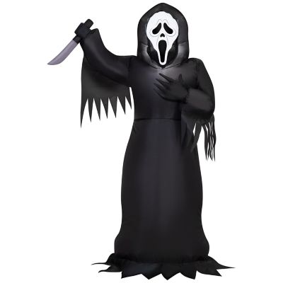 Gemmy Ghost Face Halloween Inflatable with Knife, 3.5 ft. Lighted Airblown Yard Decor