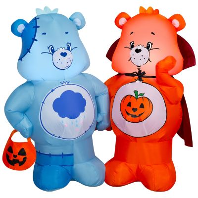 Gemmy Care Bears Halloween Inflatable Scene with Grumpy Bear and Trick or Sweet Bear, 4 ft. Lighted Airblown Yard Decor