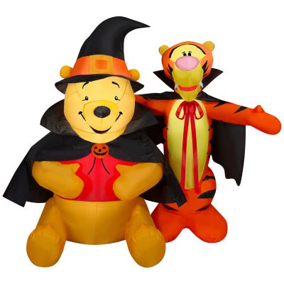 Gemmy Disney Winnie the Pooh and Tigger Halloween Inflatable Scene in Costumes, 4 ft. Lighted Airblown Yard Decor