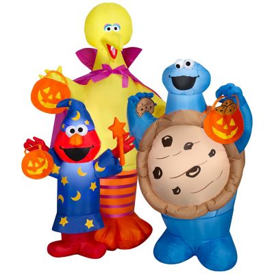 Gemmy Sesame Street Halloween Inflatable Scene with Elmo, Big Bird and Cookie Monster, 5 ft. Lighted Airblown Yard Decor