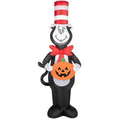 Gemmy Dr. Seuss Cat in the Hat Halloween Inflatable with Jack o Lantern, 4 ft. Lighted Airblown Yard Decor