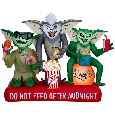 Gemmy Gremlins Halloween Inflatable Scene with Movie Snacks and Sign, 4.5 ft. Lighted Airblown Yard Decor