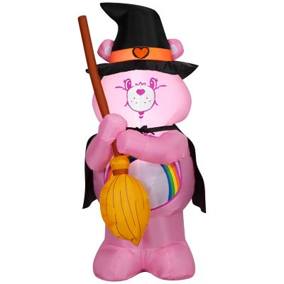 Gemmy Care Bears Cheer Bear Halloween Inflatable as Witch with Broom, 3.5 ft. Lighted Airblown Yard Decor