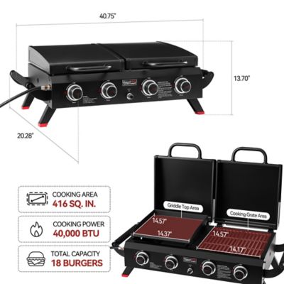 Image showing  Portable Tabletop Grill & Griddle Combo with Hood