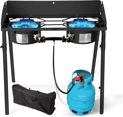 Red Mountain Valley Camping Gas Stove with Two Burners with Removable Legs