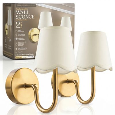 Bell & Howell Set of 2 Scallop Dimmable LED Rechargeable Cordless Touch Control Lights Wall Sconces