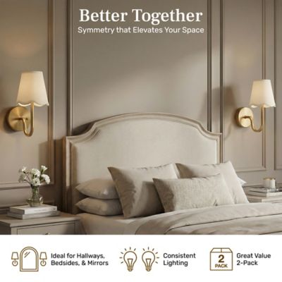 Image showing  Set of 2 Scallop Dimmable LED Rechargeable Cordless Touch Control Lights Wall Sconces