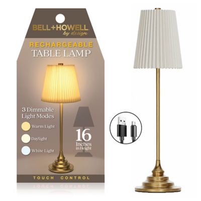 Bell & Howell Pleated Shade Rechargeable LED Dimmable Touch Control Cordless Portable Table Lamp